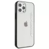 AMG AMHCP12LAESLBK iPhone 12 Pro Max permatomas kietas dėklas su metalo efekto juodu rėmeliu