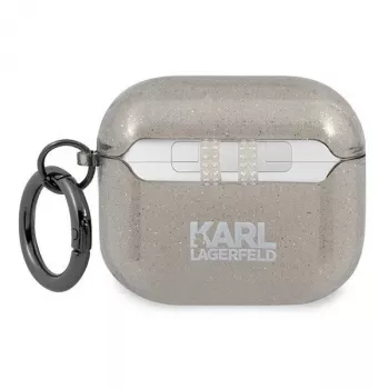 Karl Lagerfeld KLA3UKHGK AirPods 3 dėklas juodas su blizgučiais Karl's Head