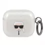 Karl Lagerfeld KLA3UKHGS AirPods 3 dėklas sidabrinis su blizgučiais Karl's Head