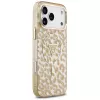GUESS IML Leopard Glitter Triangle Logo MagSafe dėklas, skirtas iPhone 18 Pro Max / 17 Pro Max - rudos spalvos