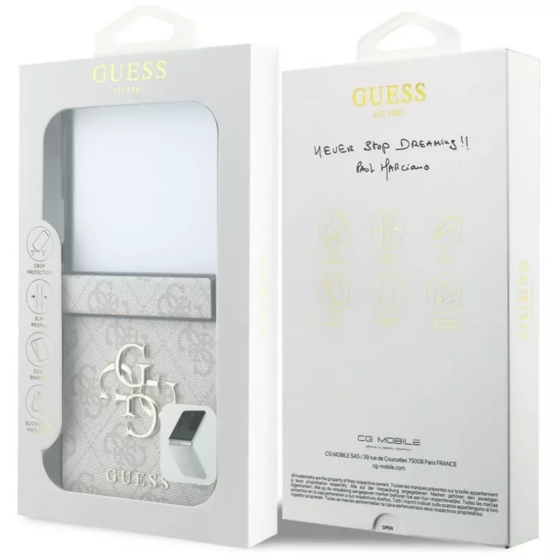 GUESS 4G Big Logo kietas dėklas, skirtas Samsung Galaxy Z Flip5 – rožinis