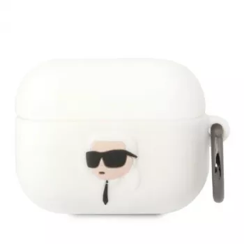 Karl Lagerfeld KLAPRUNIKH AirPods Pro dėklas baltas silikoninis Karl Head 3D