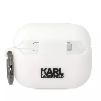 Karl Lagerfeld KLAPRUNIKH AirPods Pro dėklas baltas silikoninis Karl Head 3D