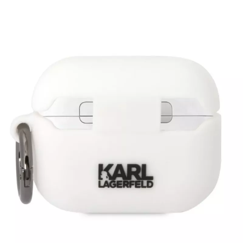 Karl Lagerfeld KLAPRUNIKH AirPods Pro dėklas baltas silikoninis Karl Head 3D
