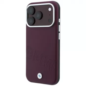 BMW Sign Inclined Deboss Letters MagSafe dėklas, skirtas iPhone 18 Pro Max / 17 Pro Max - Burgundy