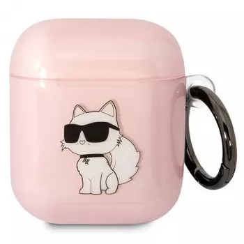 Karl Lagerfeld Ikonik Choupette AirPods 1/2 dėklas rožinis