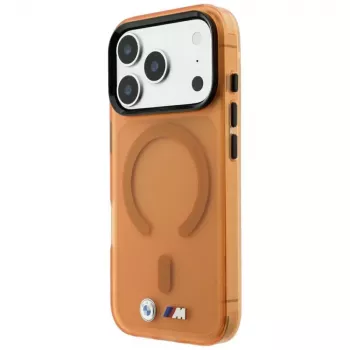 BMW M IML matinio metalo logotipo ir apvadų MagSafe dėklas, skirtas iPhone 18 Pro Max / 17 Pro Max - oranžinis
