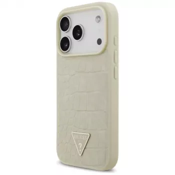 GUESS Croco Triangle Logo MagSafe dėklas, skirtas iPhone 17 Pro - auksinis