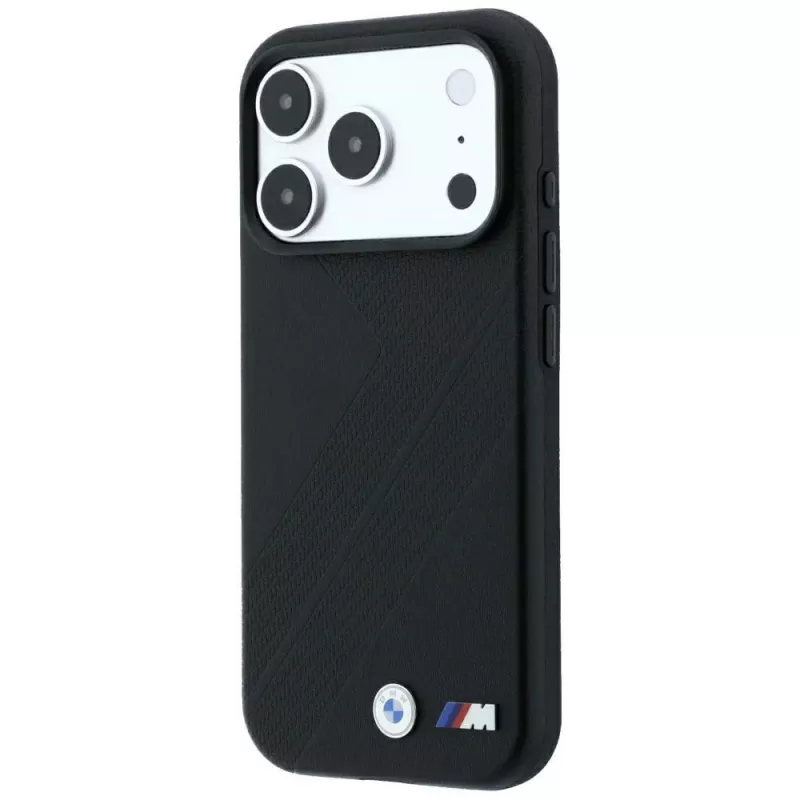 BMW M Tire Track Metal Logo MagSafe dėklas, skirtas iPhone 18 Pro Max / 17 Pro Max – juodas