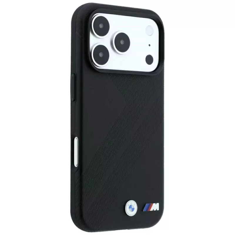 BMW M Tire Track Metal Logo MagSafe dėklas, skirtas iPhone 18 Pro Max / 17 Pro Max – juodas