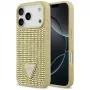 GUESS Rhinestone Triangle Logo dėklas, skirtas iPhone 17 Pro – auksinis