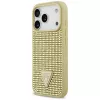 GUESS Rhinestone Triangle Logo dėklas, skirtas iPhone 17 Pro – auksinis