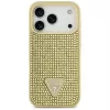 GUESS Rhinestone Triangle Logo dėklas, skirtas iPhone 17 Pro – auksinis