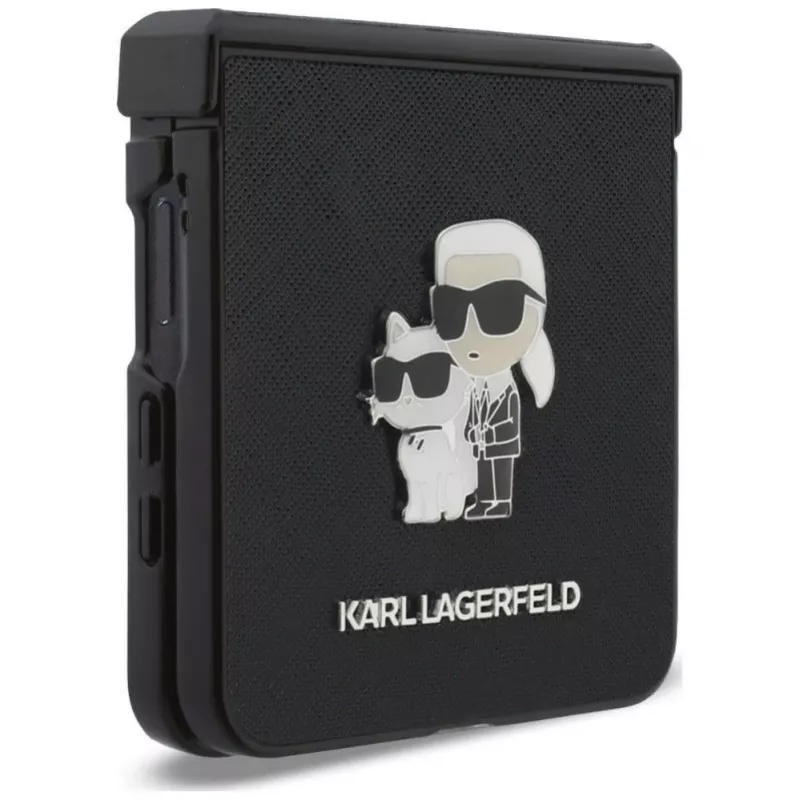 Karl Lagerfeld Karl & Choupette Saffiano Pins dėklas Samsung Galaxy Z Flip8 - juodas