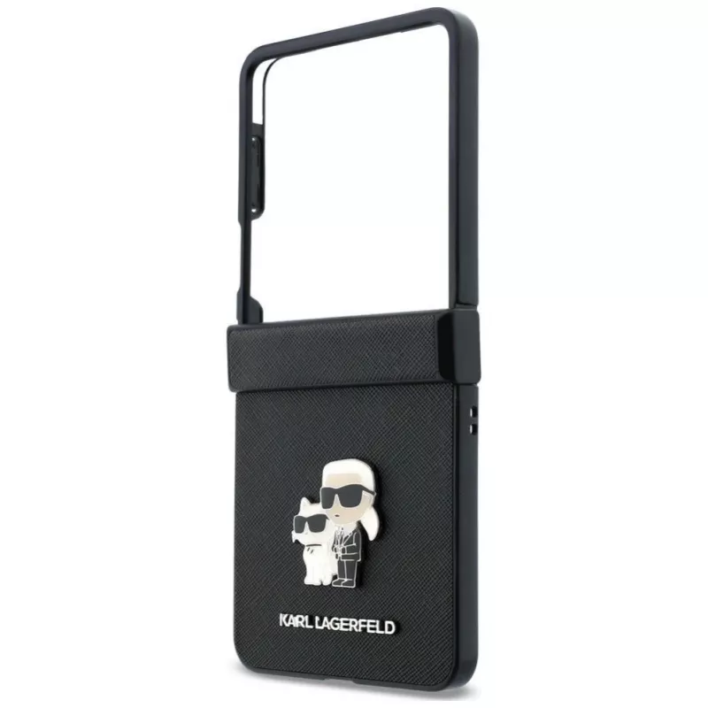 Karl Lagerfeld Karl & Choupette Saffiano Pins dėklas Samsung Galaxy Z Flip8 - juodas