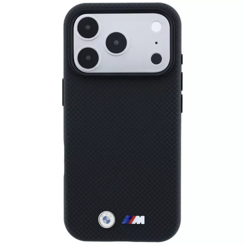BMW M Quadrille Kevlar Metal Logo MagSafe dėklas, skirtas iPhone 18 Pro / 17 Pro - juodas
