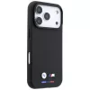 BMW M Quadrille Kevlar MagSafe dėklas, skirtas iPhone 18 Pro Max / 17 Pro Max – juodas su trijų spalvų juostelėmis ir metaliniu logotipu
