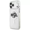 Karl Lagerfeld IML Glitter Karl & Choupette Sketch Logo MagSafe dėklas, skirtas iPhone 17 Pro Max, permatomas