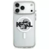 Karl Lagerfeld IML Glitter Karl & Choupette Sketch Logo MagSafe dėklas, skirtas iPhone 17 Pro Max, permatomas