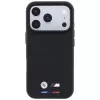 BMW M Quadrille Kevlar Tricolor ir Metal Logo MagSafe dėklas, skirtas iPhone 18 Pro / 17 Pro - juodas