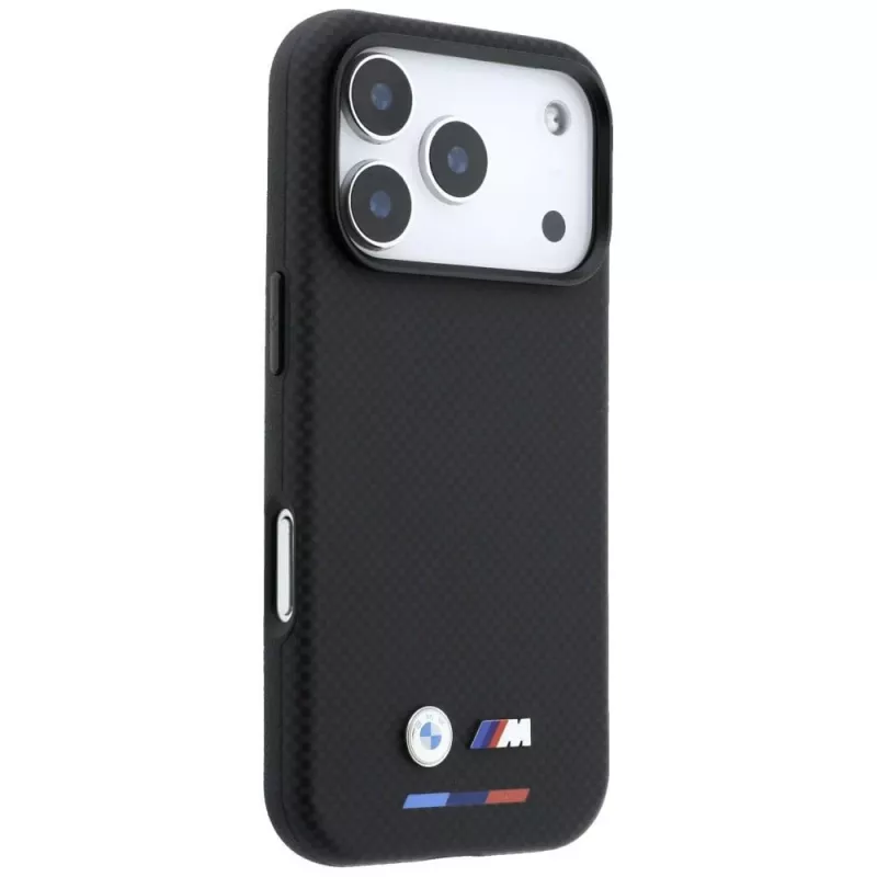 BMW M Quadrille Kevlar Tricolor ir Metal Logo MagSafe dėklas, skirtas iPhone 18 Pro / 17 Pro - juodas