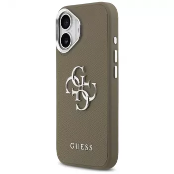 Guess Grained Big 4G Classic Logo dėklas, skirtas Apple iPhone 17 - rudas