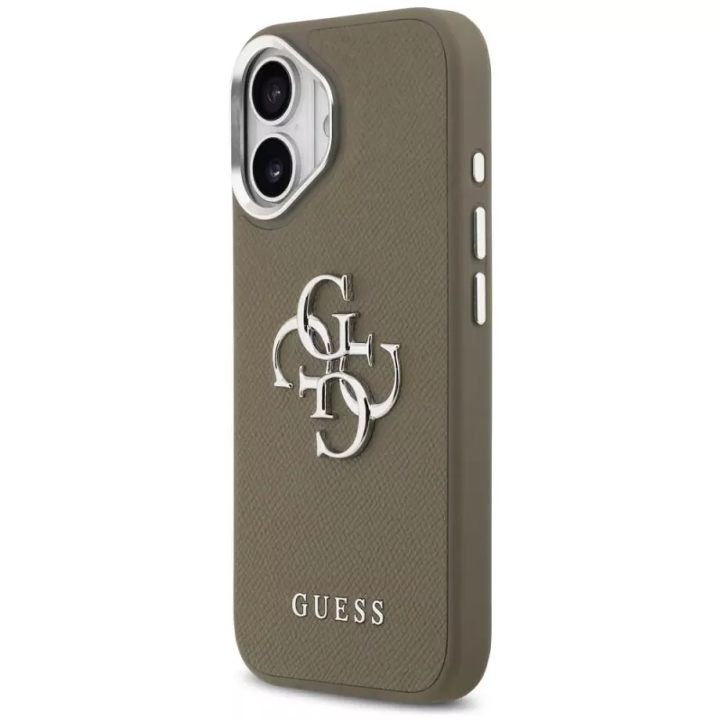 Guess Grained Big 4G Classic Logo dėklas, skirtas Apple iPhone 17 - rudas