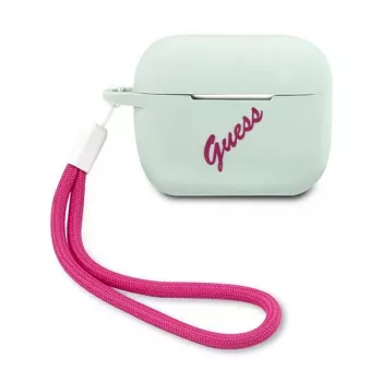 GUESS Vintage silikoninis dėklas AirPods Pro - mėlynas fuksija