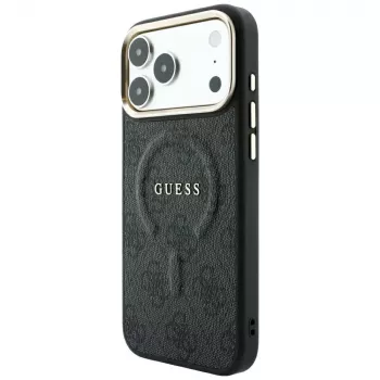 GUESS Embossed 4G Classic MagSafe dėklas, skirtas iPhone 17 Pro / 18 Pro - juodos spalvos