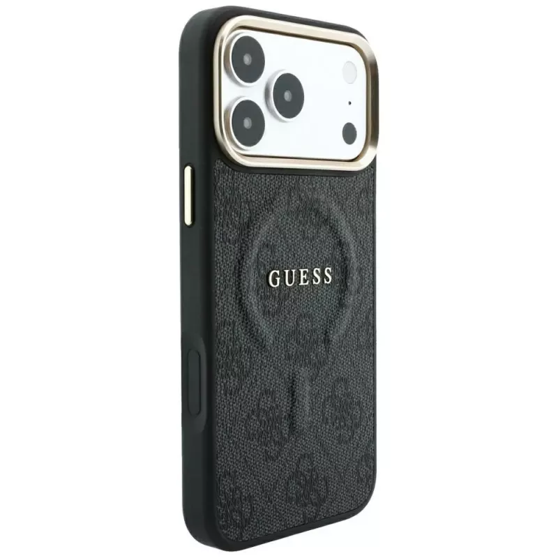 GUESS Embossed 4G Classic MagSafe dėklas, skirtas iPhone 17 Pro / 18 Pro - juodos spalvos