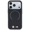 BMW M anglies pluošto rašto žiedo dėklas su MagSafe, skirtas iPhone 18 Pro Max / 17 Pro Max - juodas