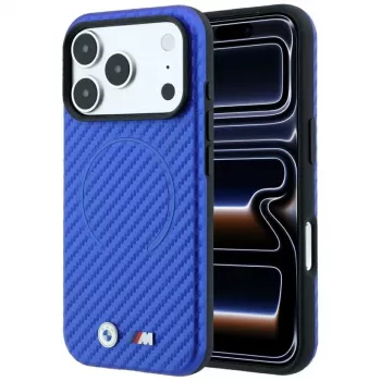 BMW M Carbon Printed Ring MagSafe dėklas, skirtas iPhone 18 Pro / 17 Pro - mėlynas
