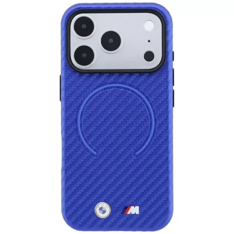BMW M Carbon Printed Ring MagSafe dėklas, skirtas iPhone 18 Pro / 17 Pro - mėlynas