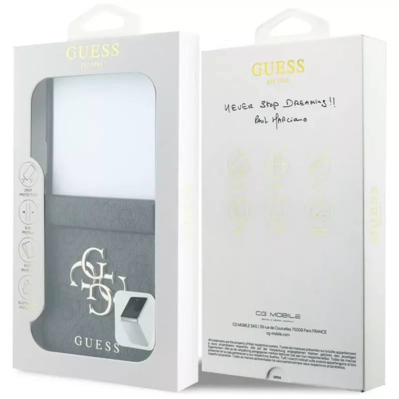 GUESS Big 4G Logo dėklas Samsung Galaxy Z Flip 5 - juodas