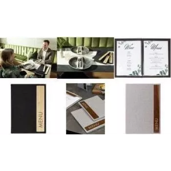 SIGEL Menu Folder SM223 šviesiai pilka ruda A4 4 vaizdai, išplečiama iki 12 vaizdų
