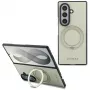 Guess Magnetic Ring Stand Grained Classic Logo MagSafe dėklas, skirtas Samsung Galaxy Z Fold 8 Ultra (smėlio spalvos)