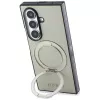 Guess Magnetic Ring Stand Grained Classic Logo MagSafe dėklas, skirtas Samsung Galaxy Z Fold 8 Ultra (smėlio spalvos)