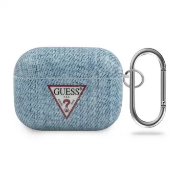 GUESS Jeans Collection šviesiai mėlynas AirPods Pro dėklas su karabinu
