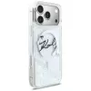 Karl Lagerfeld Liquid Glitter Karl Script Logo MagSafe dėklas, skirtas iPhone 17 Pro Max, permatomas