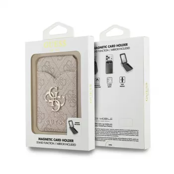 GUESS 4G Stand & Mirror MagSafe dėklas su pinigine, skirtas iPhone - rožinis