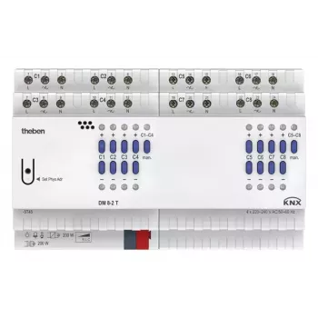 THEBEN THE DM 8-2 T KNX universalus 8 kanalų reguliatorius, 250 W/VA kanalui, DIN bėgeliui