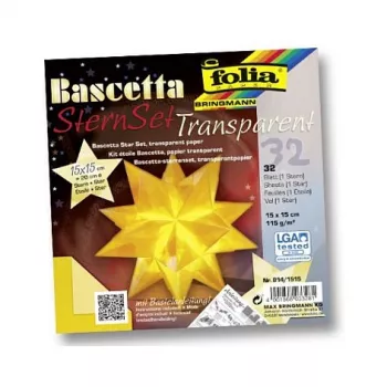 Folia Bascetta Star Midi lankstymo rinkinys - 32 lapai 15x15 cm, įvairių spalvų