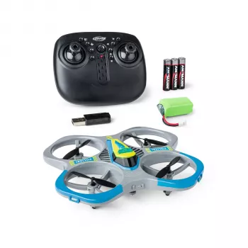 TAMIYA CARSON Carson Cyber Drone Polizei 2.4G 100% RTF – policijos leidimo kvadrokopteris su 6 ašių giroskopu, aukščio palaikymu, headless režimu, 360° salto, LED šviesomis, paruoštas skrydžiui