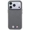 BMW M Carbon Metal Logo MagSafe dėklas, skirtas iPhone 18 Pro / 17 Pro - pilkas