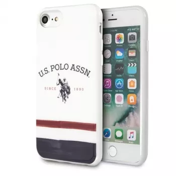 U.S. POLO ASSN. USHCI8PCSTRB iPhone 7/8/SE 2020/SE 2022 dėklas Baltas trispalvis raštas