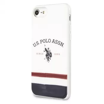 U.S. POLO ASSN. USHCI8PCSTRB iPhone 7/8/SE 2020/SE 2022 dėklas Baltas trispalvis raštas