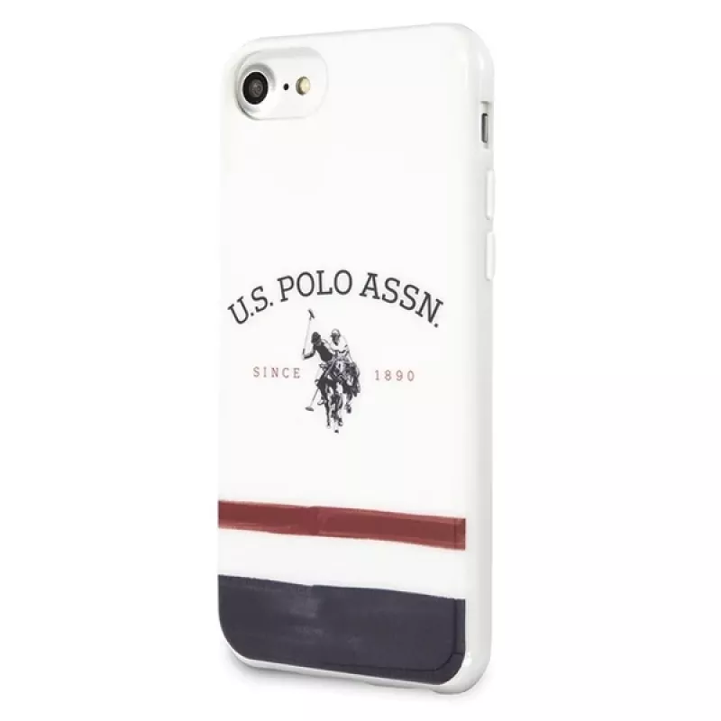 U.S. POLO ASSN. USHCI8PCSTRB iPhone 7/8/SE 2020/SE 2022 dėklas Baltas trispalvis raštas