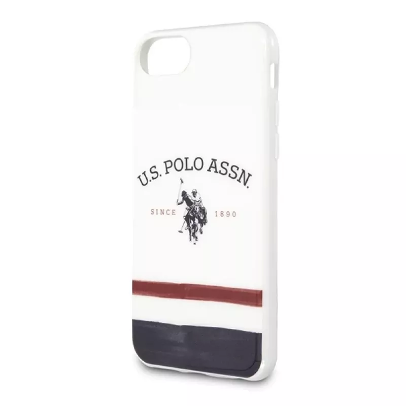 U.S. POLO ASSN. USHCI8PCSTRB iPhone 7/8/SE 2020/SE 2022 dėklas Baltas trispalvis raštas