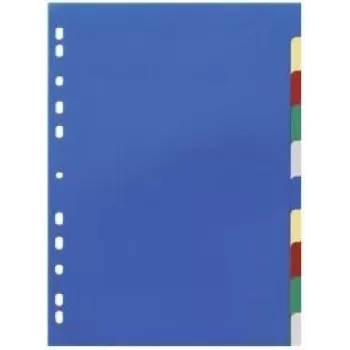 DURABLE 674027 A4 dokumentų skirtukai 1-10, polipropilenas, 10 dalių, universali perforacija, įvairių spalvų