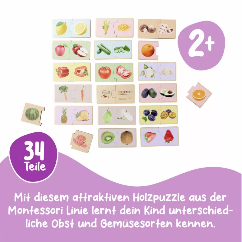 Eichhorn Montessori Puzzle – medinis formų įdėklas mažyliams nuo 12 mėn., FSC 100%